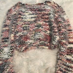 Fuzzy multi-colored cropped sweater